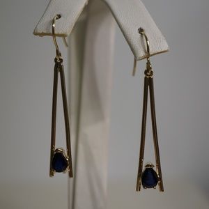 14KY Gold & Genuine Sapphire Handmade Earrings